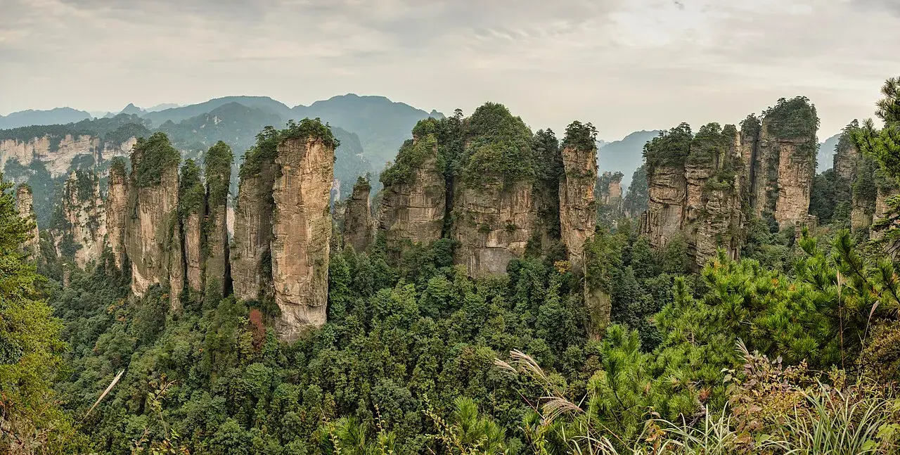 Sandstone mountain peaks in Zhangjiajie